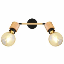 Luminaires Scandinaves-Luminaires Globo Lighting Spot Globo JORNA Bois clair, Noir, 2 lumières