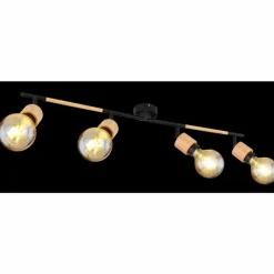 Luminaires Scandinaves-Luminaires Globo Lighting Spot Globo JORNA Bois clair, Noir, 4 lumières