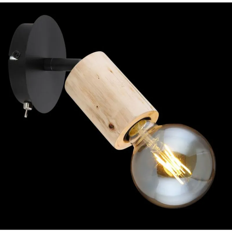 Luminaires Scandinaves-Luminaires Globo Lighting Spot Globo JOSEBA Bois clair, Noir, 1 lumière