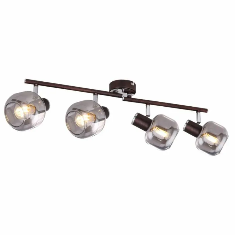 Suspension Verre Fumé-Luminaires Globo Lighting Spot Globo KABU Cuivre, 4 lumières