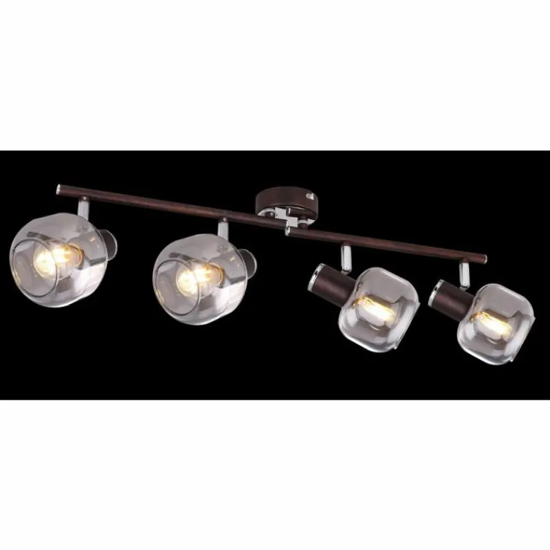 Suspension Verre Fumé-Luminaires Globo Lighting Spot Globo KABU Cuivre, 4 lumières