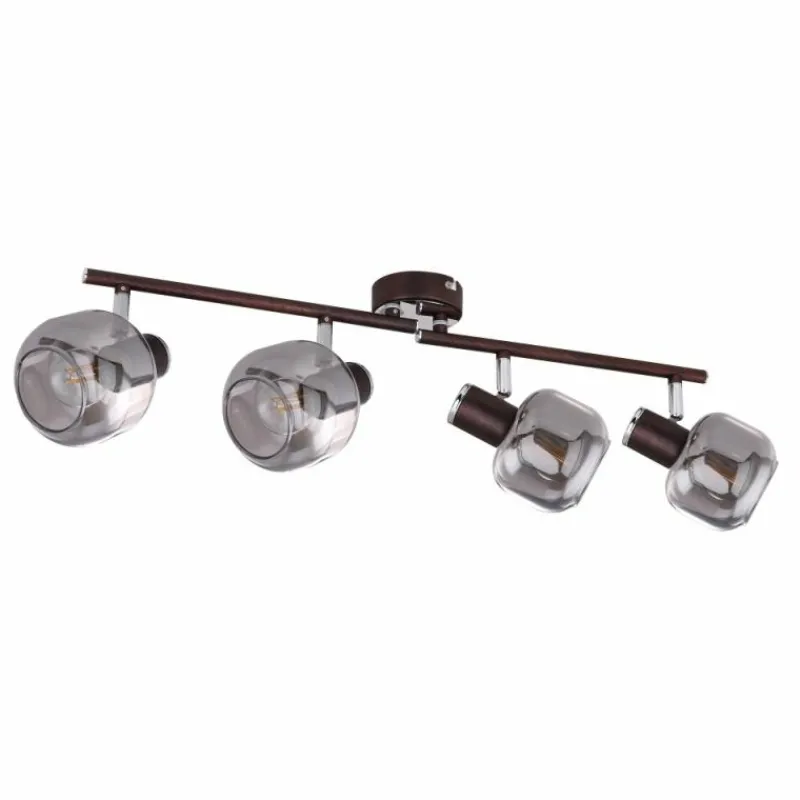 Suspension Verre Fumé-Luminaires Globo Lighting Spot Globo KABU Cuivre, 4 lumières