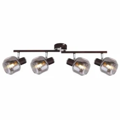 Suspension Verre Fumé-Luminaires Globo Lighting Spot Globo KABU Cuivre, 4 lumières