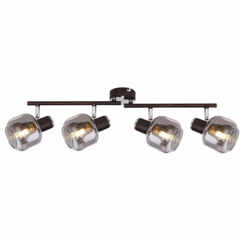 Suspension Verre Fumé-Luminaires Globo Lighting Spot Globo KABU Cuivre, 4 lumières