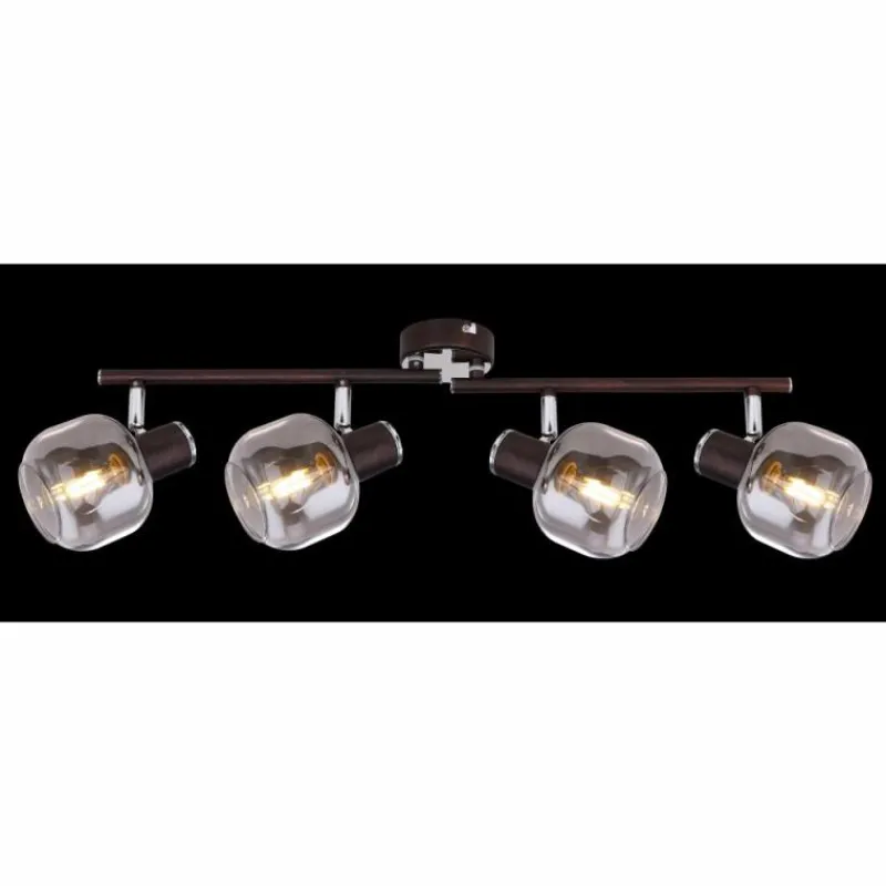 Suspension Verre Fumé-Luminaires Globo Lighting Spot Globo KABU Cuivre, 4 lumières