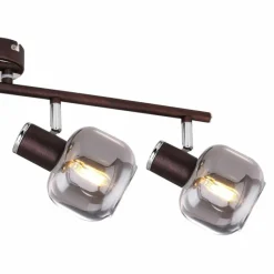 Suspension Verre Fumé-Luminaires Globo Lighting Spot Globo KABU Cuivre, 4 lumières