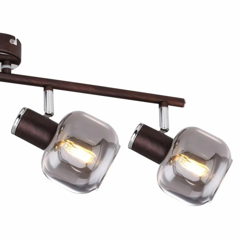 Suspension Verre Fumé-Luminaires Globo Lighting Spot Globo KABU Cuivre, 4 lumières