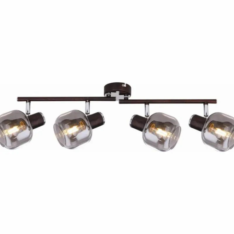 Suspension Verre Fumé-Luminaires Globo Lighting Spot Globo KABU Cuivre, 4 lumières