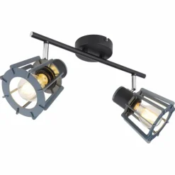 Lampes En Bois-Luminaires Globo Lighting Spot Globo MAHA Noir, 2 lumières