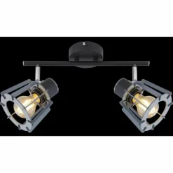 Lampes En Bois-Luminaires Globo Lighting Spot Globo MAHA Noir, 2 lumières