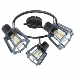 Lampes En Bois-Luminaires Globo Lighting Spot Globo MAHA Noir, 3 lumières