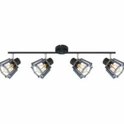 Lampes En Bois-Luminaires Globo Lighting Spot Globo MAHA Noir, 4 lumières