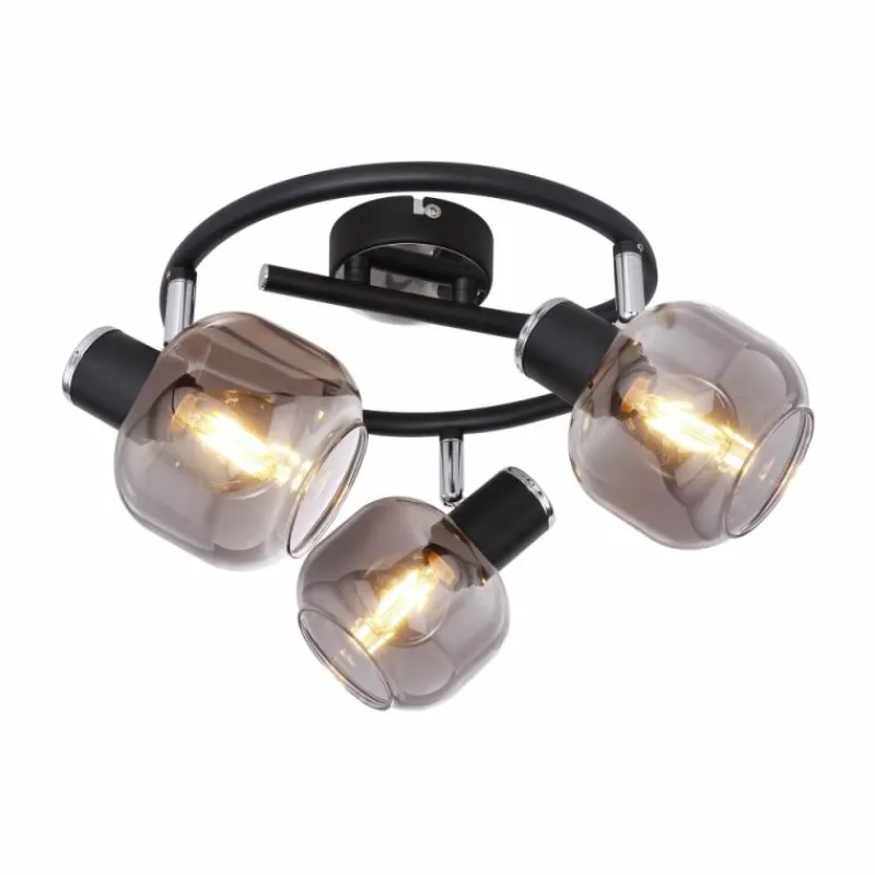 Suspension Verre Fumé-Luminaires Globo Lighting Spot Globo ORNELA Noir, 3 lumières