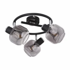Suspension Verre Fumé-Luminaires Globo Lighting Spot Globo ORNELA Noir, 3 lumières