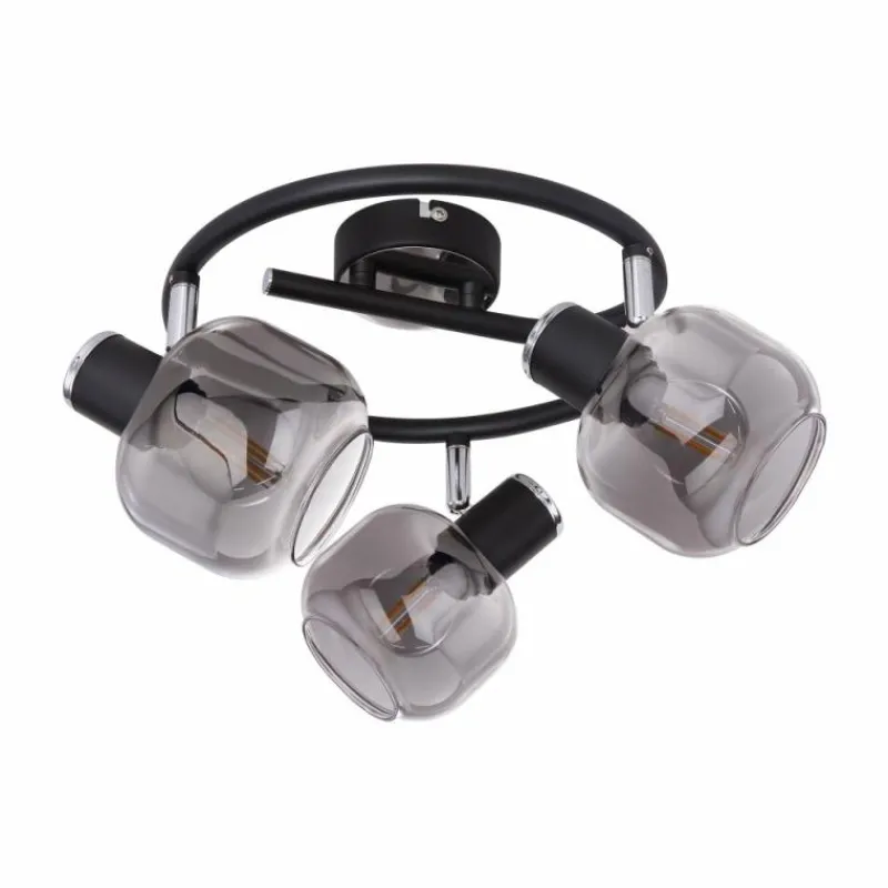 Suspension Verre Fumé-Luminaires Globo Lighting Spot Globo ORNELA Noir, 3 lumières
