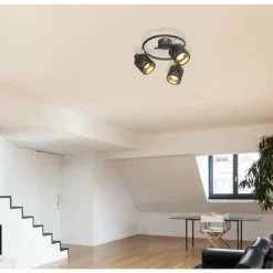 Lampes En Tissu-Luminaires Globo Lighting Spot GLOBO TROY Noir, 3 lumières