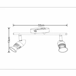 Luminaires Rustiques-Luminaires Lucide Spot Lucide CARO Chrome, 2 lumières