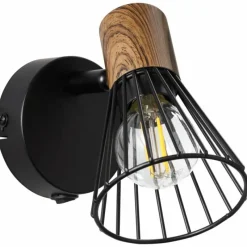 Lampes En Bois-Luminaires Brilliant Spot mural Brilliant Manama Bois foncé, Noir, 1 lumière