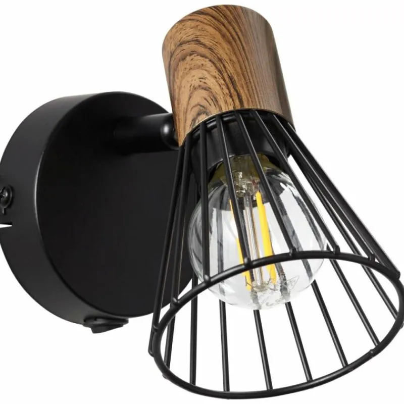 Lampes En Bois-Luminaires Brilliant Spot mural Brilliant Manama Bois foncé, Noir, 1 lumière