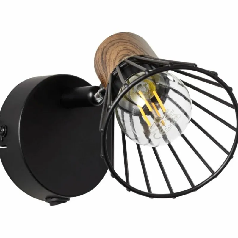 Lampes En Bois-Luminaires Brilliant Spot mural Brilliant Manama Bois foncé, Noir, 1 lumière