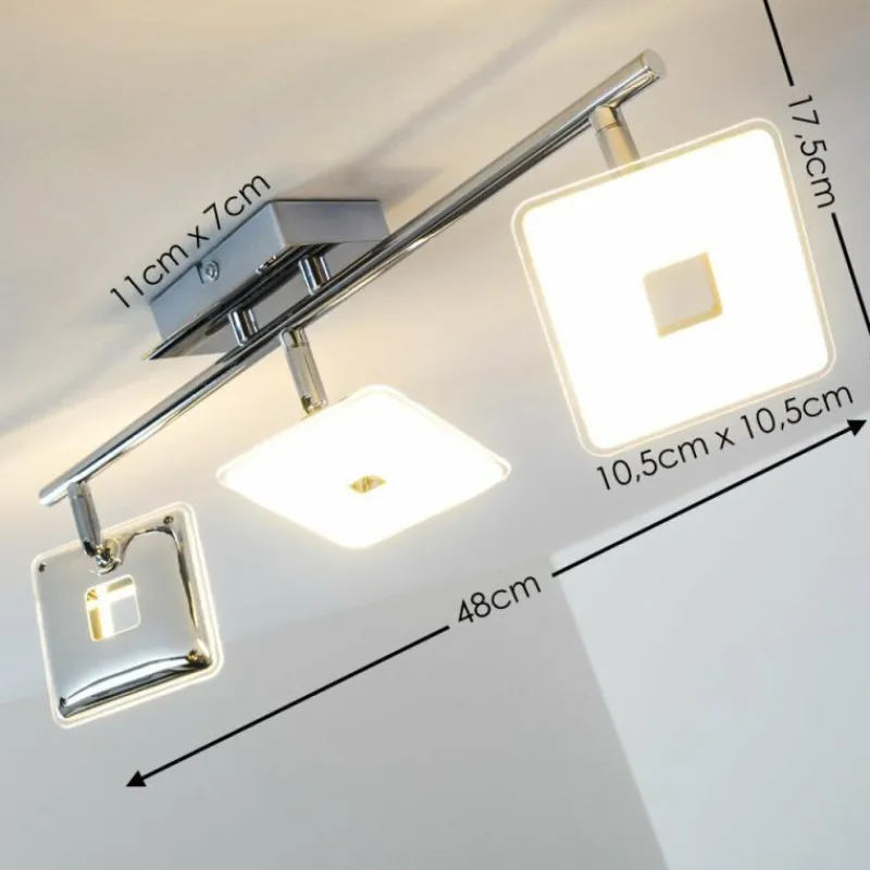 Luminaires Trio Spot plafond Trio Pontius LED Chrome, 3 lumières* Spots Et Projecteurs