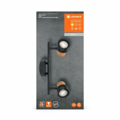 Lampes En Bois-Luminaires Ledvance Spot Plafonnier LED Noir, 2 lumières