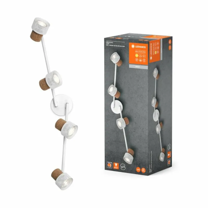 Lampes En Bois-Luminaires Ledvance Spot Plafonnier LED Blanc, 4 lumières