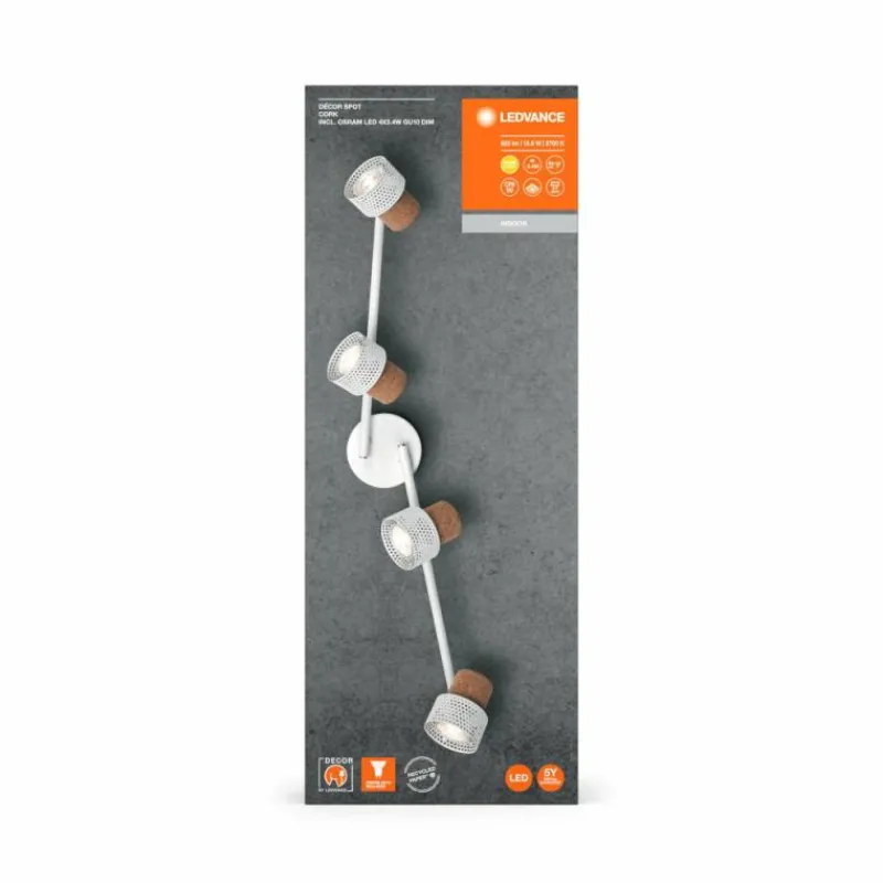 Lampes En Bois-Luminaires Ledvance Spot Plafonnier LED Blanc, 4 lumières