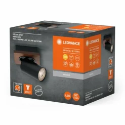 Lampes En Bois-Luminaires Ledvance Spot Plafonnier LED Couleur bois, Noir, 1 lumière