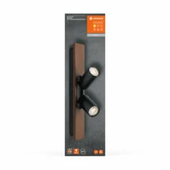 Lampes En Bois-Luminaires Ledvance Spot Plafonnier LED Couleur bois, Noir, 2 lumières