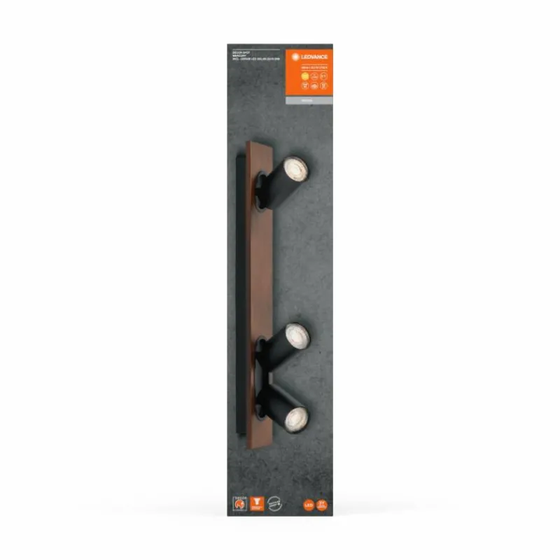Lampes En Bois-Luminaires Ledvance Spot Plafonnier LED Couleur bois, Noir, 3 lumières