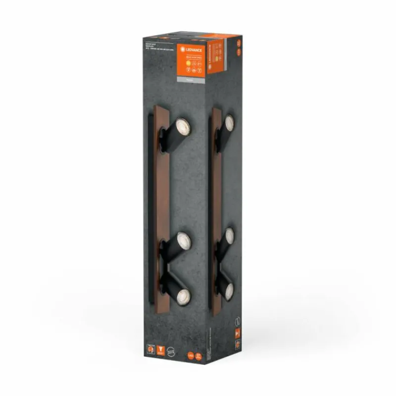 Lampes En Bois-Luminaires Ledvance Spot Plafonnier LED Couleur bois, Noir, 3 lumières