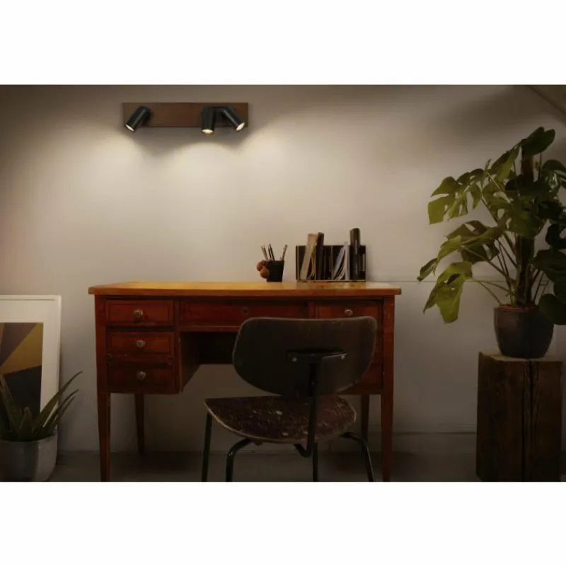 Lampes En Bois-Luminaires Ledvance Spot Plafonnier LED Couleur bois, Noir, 3 lumières