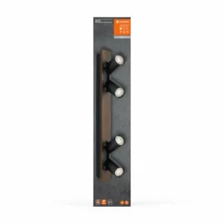 Lampes En Bois-Luminaires Ledvance Spot Plafonnier LED Couleur bois, Noir, 4 lumières