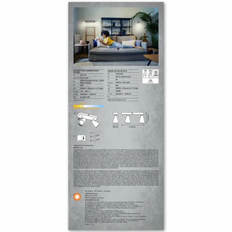 Luminaires Ledvance Spot Plafonnier LED Gris, 2 lumières* Éclairage Led