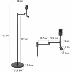 Luminaires Steinhauer Stang Lampadaire Noir, 1 lumière* Lampadaires Et Lampes Sur Pied