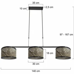 Luminaires Steinhauer Stang Suspension Noir, 3 lumières* Suspensions