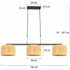 Luminaires Steinhauer Stang Suspension Noir, 3 lumières* Suspensions