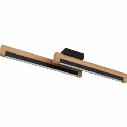 Lampes En Bois-Luminaires Globo Lighting Starla Plafonnier LED Brun foncé, Noir, 1 lumière