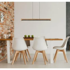 Lampes En Bois-Luminaires Globo Lighting Starla Suspension LED Brun foncé, Noir, 1 lumière