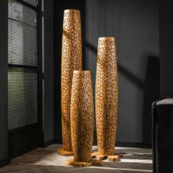 Lampes En Bois-hofstein Stehleuchte Lampadaire Brun, Écru, 4 lumières