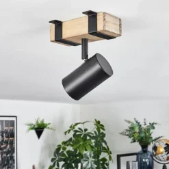 Lampes Industrielles-hofstein Storuma Plafonnier, Spot de plafond Écru, Noir, 1 lumière