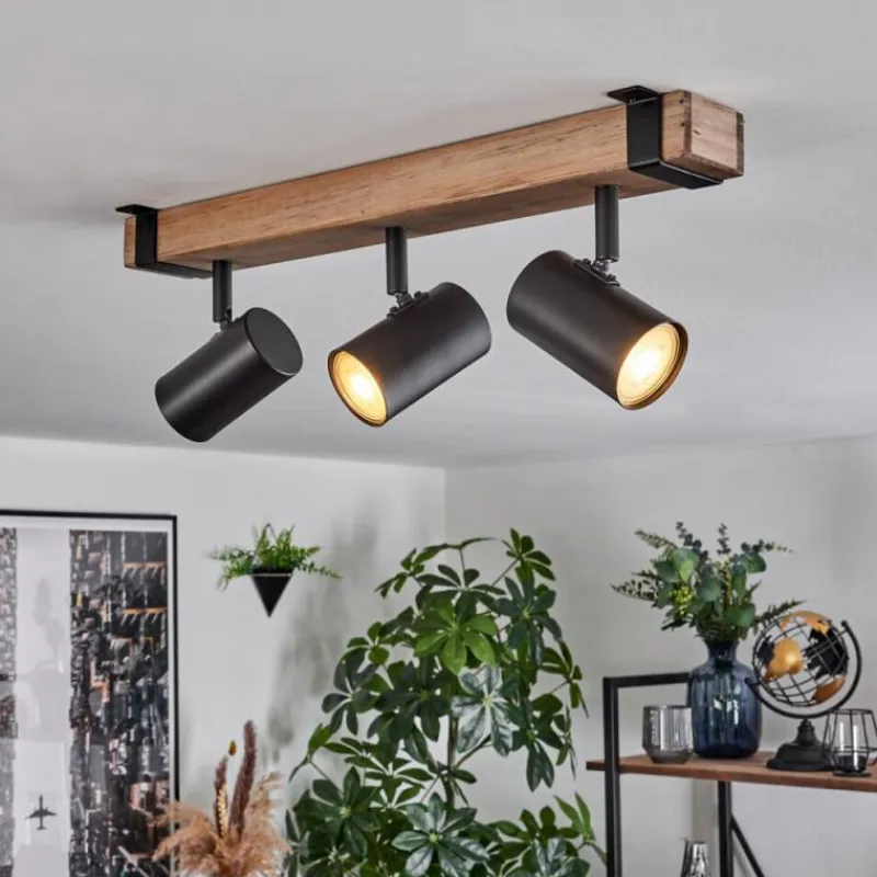 Lampes Industrielles-hofstein Storuma Plafonnier, Spot de plafond Écru, Noir, 3 lumières