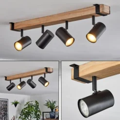 Lampes Industrielles-hofstein Storuma Plafonnier, Spot de plafond Écru, Noir, 4 lumières