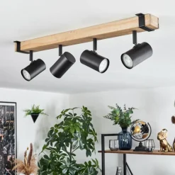 Lampes Industrielles-hofstein Storuma Plafonnier, Spot de plafond Écru, Noir, 4 lumières