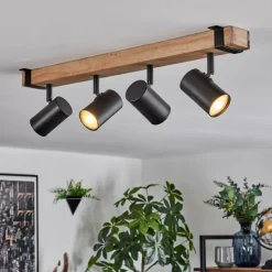 Lampes Industrielles-hofstein Storuma Plafonnier, Spot de plafond Écru, Noir, 4 lumières