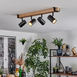 Lampes Industrielles-hofstein Storuma Plafonnier, Spot de plafond Écru, Noir, 4 lumières