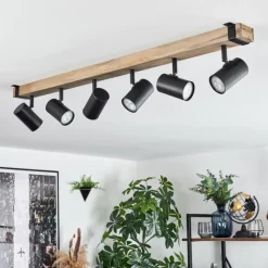 Lampes Industrielles-hofstein Storuma Plafonnier, Spot de plafond Écru, Noir, 6 lumières