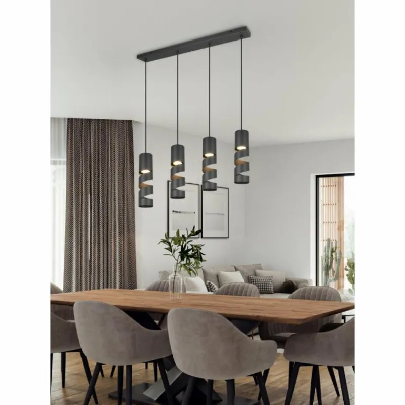 Luminaires Trio Stream Suspension Noir, 4 lumières* Suspensions