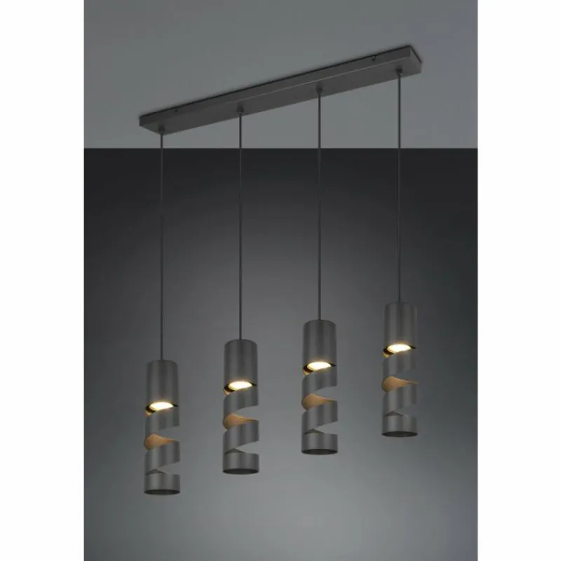 Luminaires Trio Stream Suspension Noir, 4 lumières* Suspensions